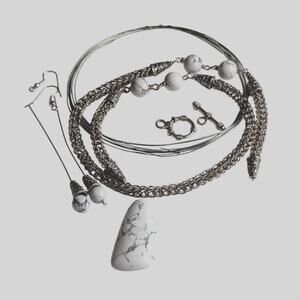 White buffalo Turquoise + Viking knitting jewelry making kit needs finishing .